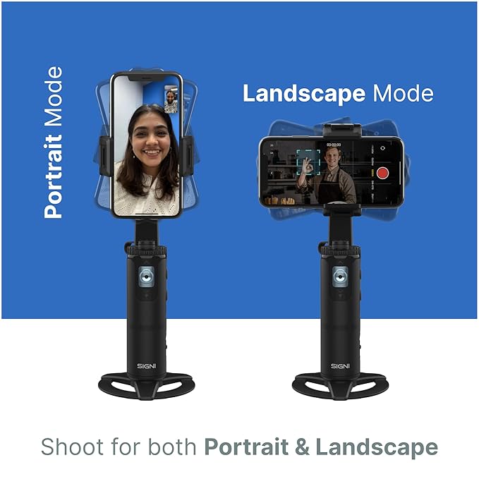 SIGNI FOLLO Ai Face Tracker Tripod with Bluetooth Remote 360 Degree Rotation, Adjustable Height